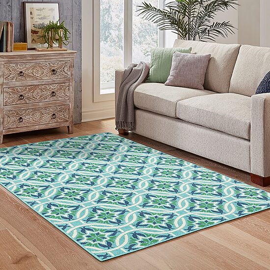 Covington Home Marquesas Floral Trellis Indoor Outdoor Rectangular Area Rug