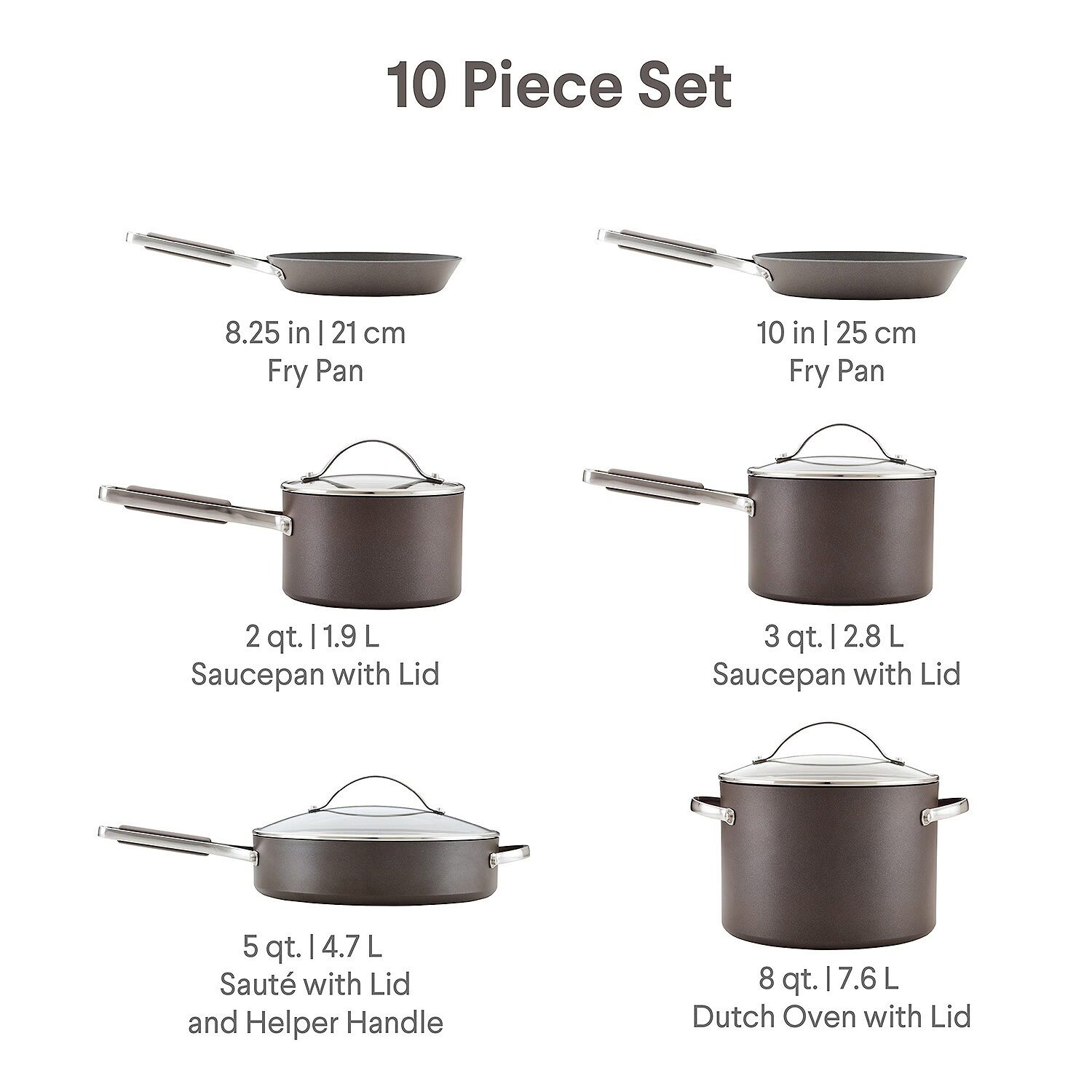 Ayesha Curry Hard Anodized 10-pc. Cookware Set