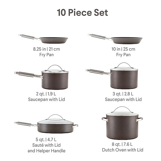 Ayesha Curry Hard Anodized 10-pc. Cookware Set
