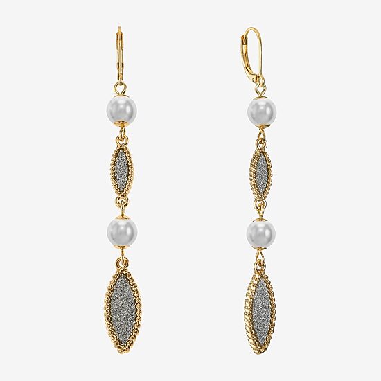 Monet Jewelry Linear Womens Simulated Pearl Drop Earrings