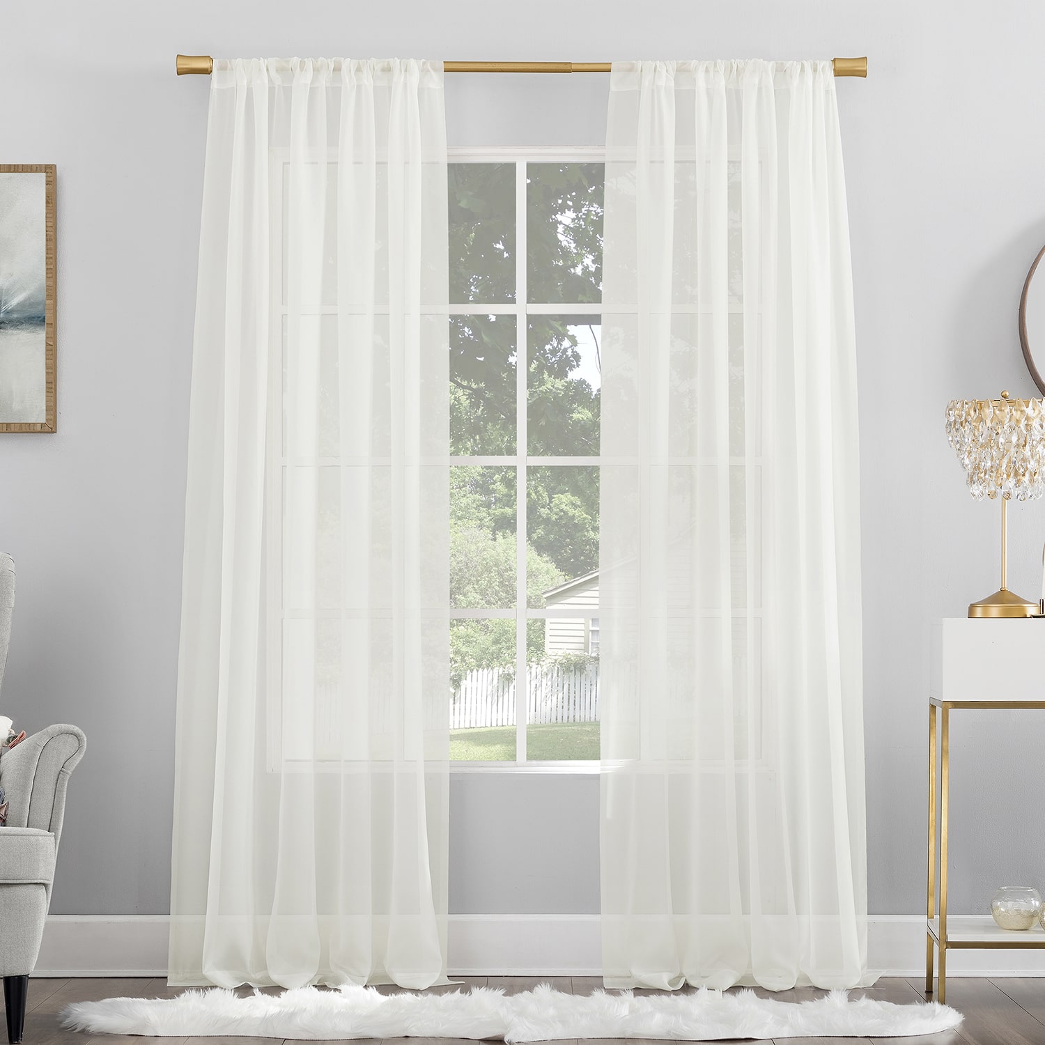 No 918 Mallory Rod Pocket Sheer Single Curtain Panel