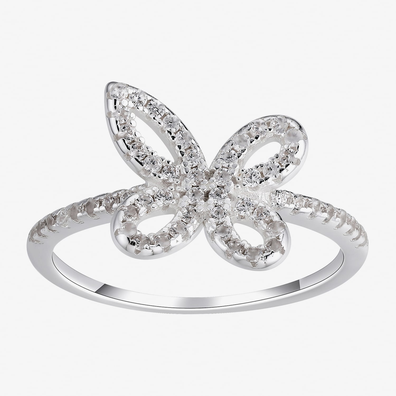 Footnotes Believe Womens Cubic Zirconia Sterling Silver Butterfly Band