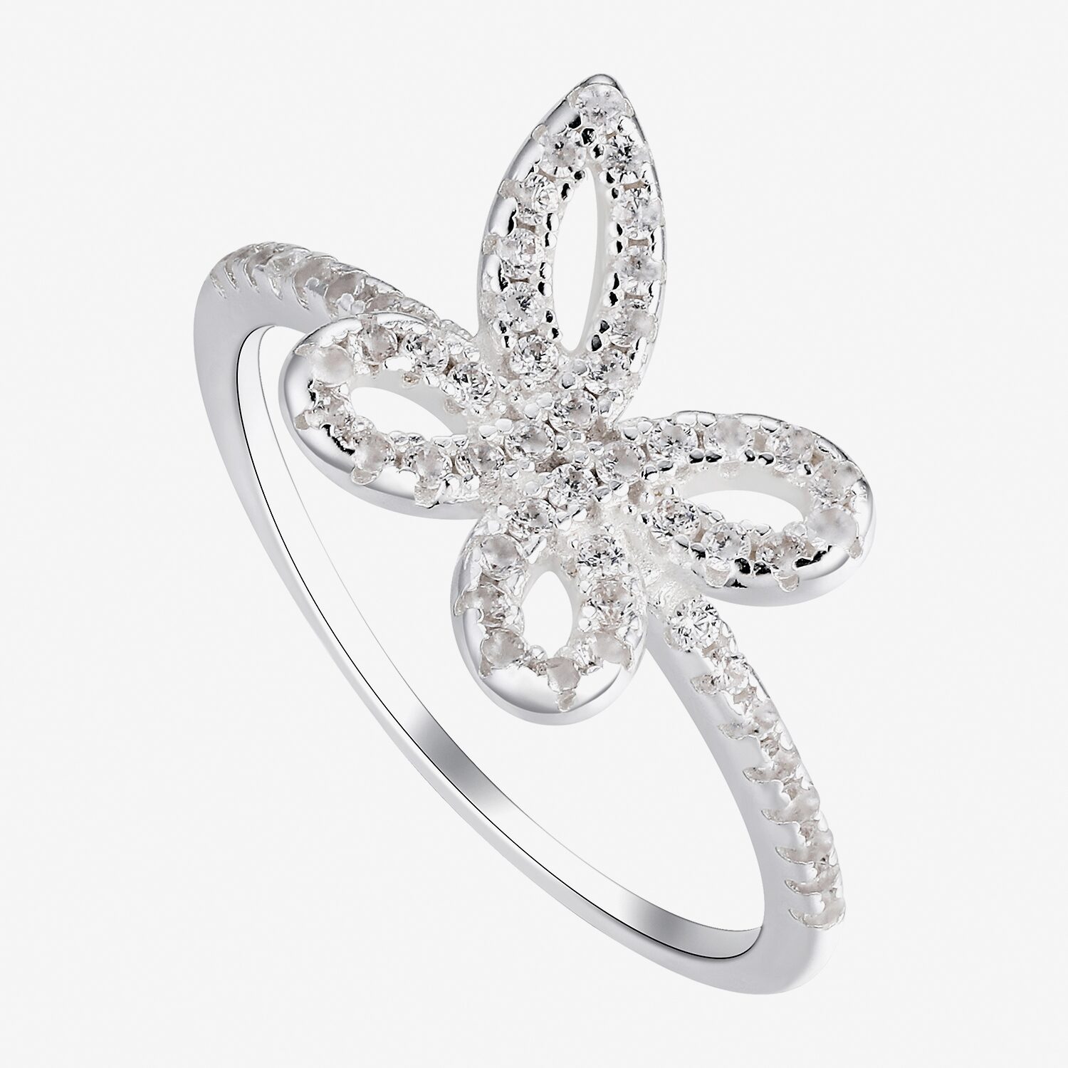 Footnotes Believe Womens Cubic Zirconia Sterling Silver Butterfly Band