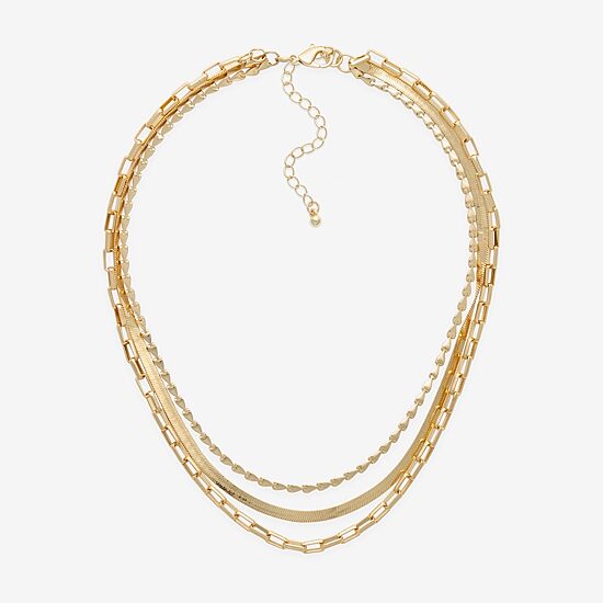 Bold Elements Gold Tone Womens 17 1/2 Inch Strand Necklace