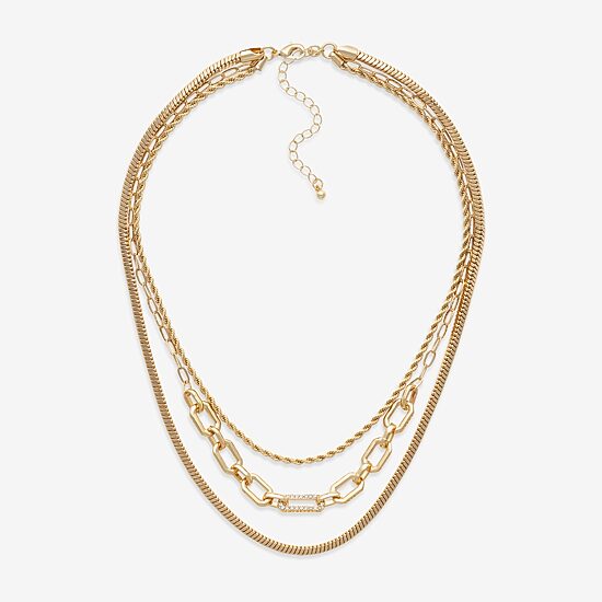 Bold Elements Gold Tone Womens 19 Inch Strand Necklace