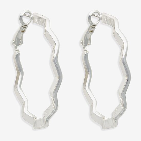 Bold Elements Silver Tone Womens 30.1mm Hoop Earrings