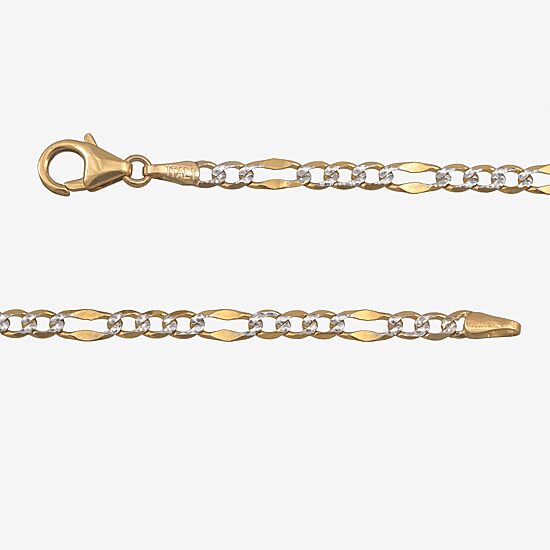 Made in Italy Unisex Adult 14K Two Tone Gold 18 Inch Figaro Chain Necklace