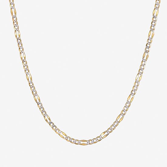Made in Italy Unisex Adult 14K Two Tone Gold 18 Inch Figaro Chain Necklace
