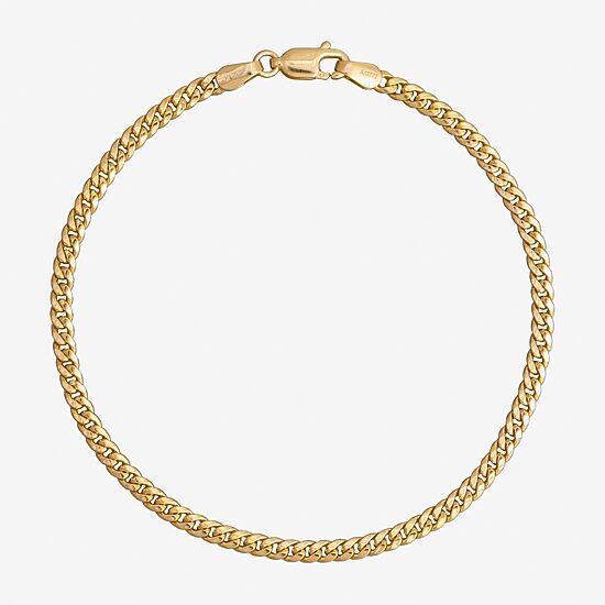 Made in Italy Womens 14K Gold 7.5 Inch Hollow Cuban Chain Bracelet