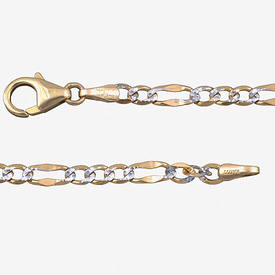 Made in Italy Womens 14K Two Tone Gold 7.5 Inch Solid Figaro Chain Bracelet