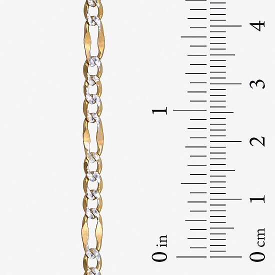 Made in Italy Womens 14K Two Tone Gold 7.5 Inch Solid Figaro Chain Bracelet