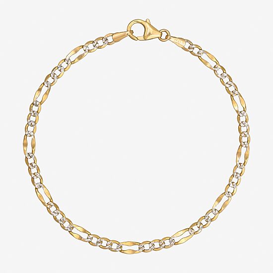 Made in Italy Womens 14K Two Tone Gold 7.5 Inch Solid Figaro Chain Bracelet