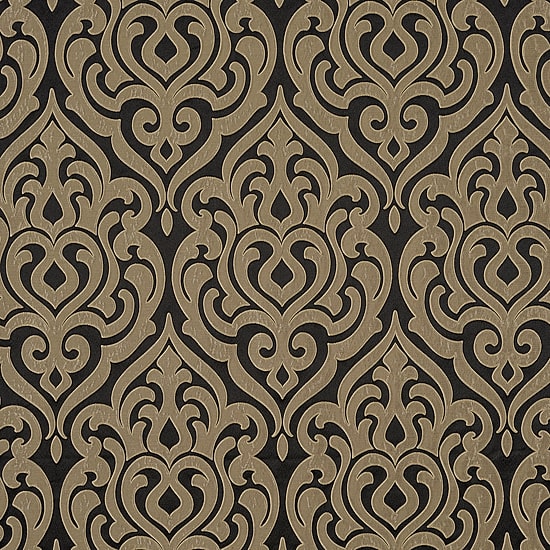 Queen Street Blythe Black & Gold Rod Pocket Energy Saving Light-Filtering Set of 2 Curtain Panel