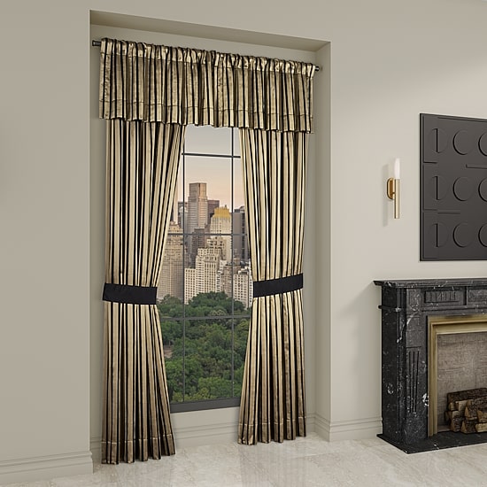 Queen Street Charleston Black Rod Pocket Tailored Valance