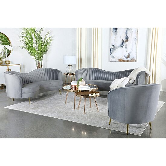 Sophia Curved Slope-Arm Upholstered Loveseat