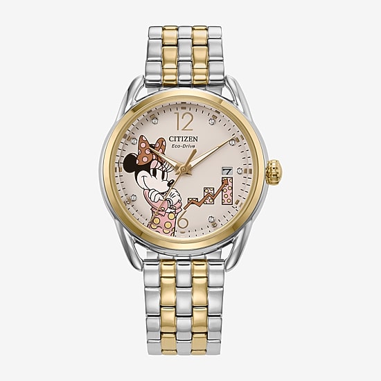 Citizen Minnie Mouse Womens Two Tone Stainless Steel Bracelet Watch Fe6084-70w