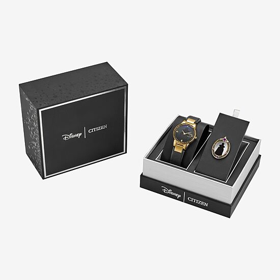 Citizen Princess Evil Queen Snow White Womens Black Leather Strap Watch Ga1082-46w