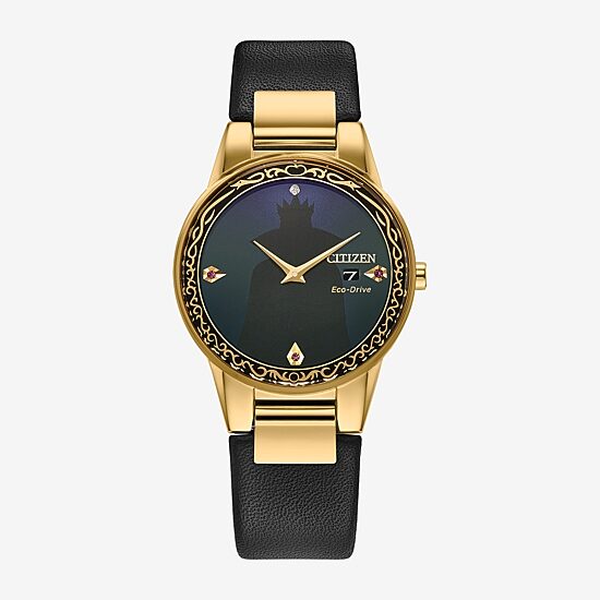 Citizen Princess Evil Queen Snow White Womens Black Leather Strap Watch Ga1082-46w
