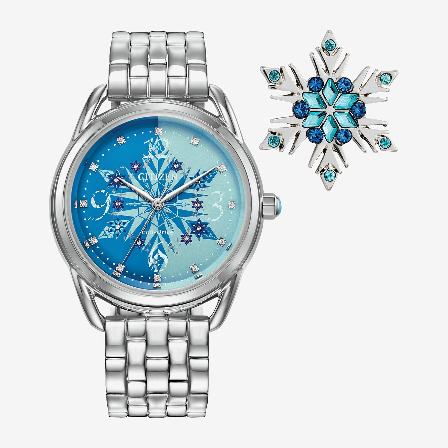 Citizen Princess Frozen Womens Silver Tone Stainless Steel 2-pc. Watch Boxed Set Fe7091-61w