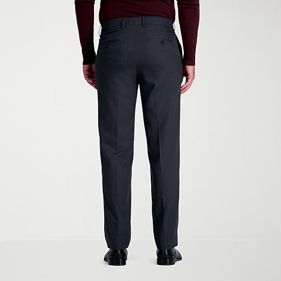 Haggar Premium Comfort Tonal Windowpane Mens Comfort Waistband Straight Fit Dress Flat Front Pant