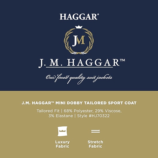 Haggar JMH Tailored Mini Dobby Mens Stretch Fabric Modern Fit Sport Coat