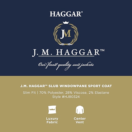 Haggar Slub Windowpane Mens Plaid Stretch Fabric Slim Fit Sport Coat
