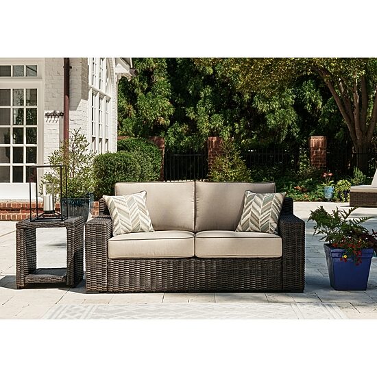 Signature Design by Ashley® Coastline Bay Outdoor Loveseat with Cushions
