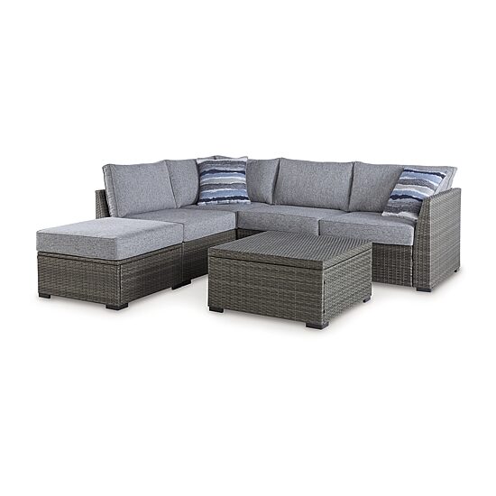 Signature Design by Ashley® Petal Road 4-pc. Outdoor Loveseat Sectional Ottoman Table Set
