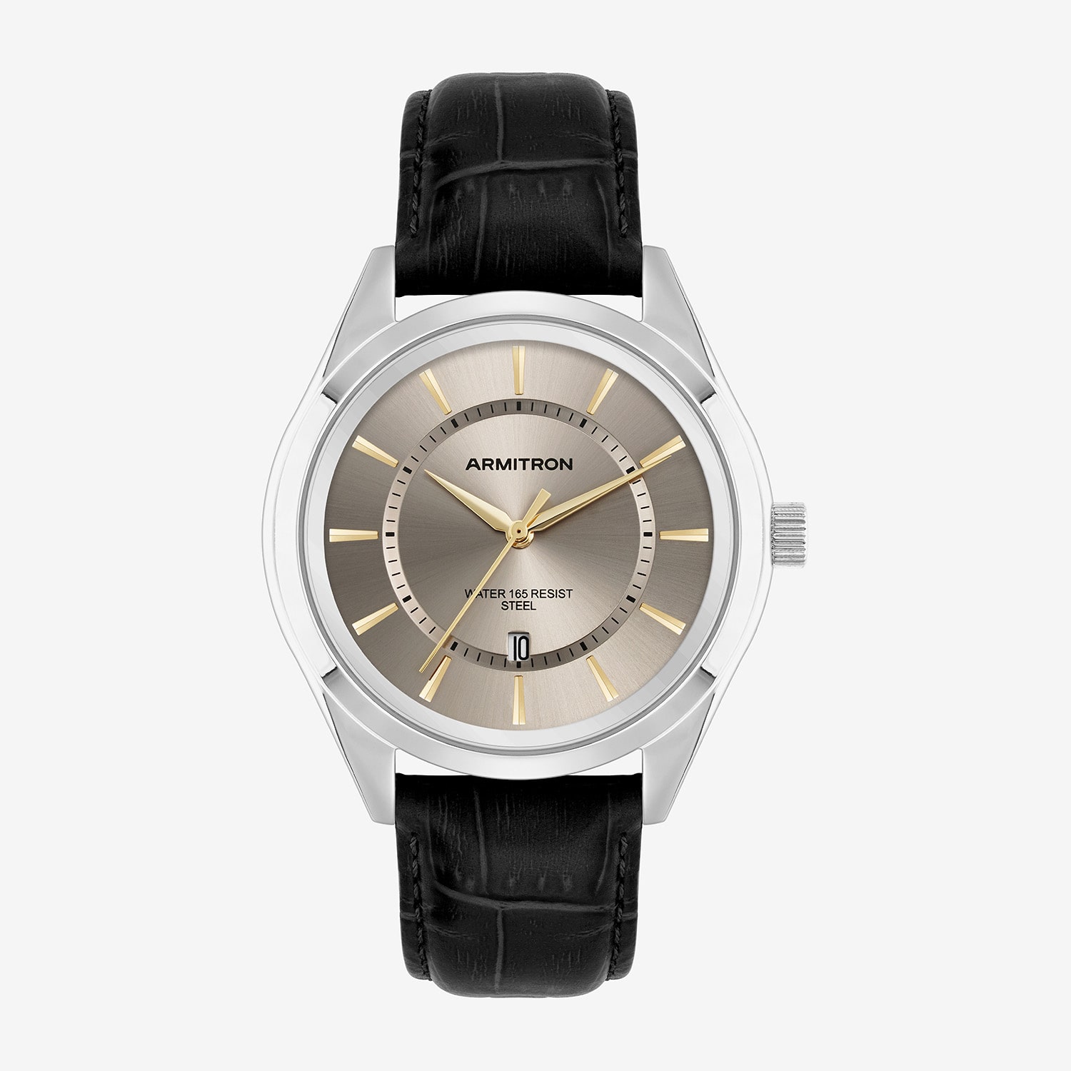 Armitron Mens Black Leather Strap Watch 20-5635gysvbk