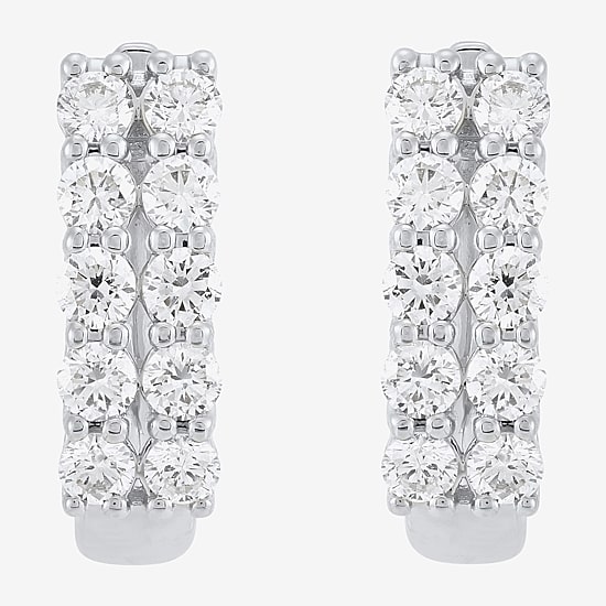 (H-I/Si2) Womens 1 CT. T.W. Lab Grown White Diamond 10K Gold 15.1mm Hoop Earrings