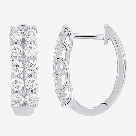 (H-I/Si2) Womens 1 CT. T.W. Lab Grown White Diamond 10K Gold 15.1mm Hoop Earrings