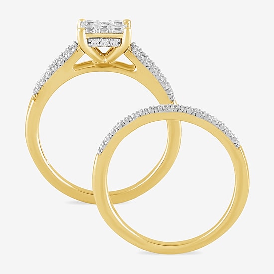 Surrounded by Love (H / I1-I2) Womens 5/8 CT. T.W. Lab Grown White Diamond 14K Gold Over Silver Sterling Silver Halo Bridal Set