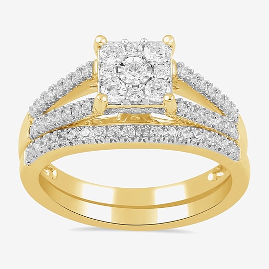 Surrounded by Love (H / I1-I2) Womens 5/8 CT. T.W. Lab Grown White Diamond 14K Gold Over Silver Sterling Silver Halo Bridal Set