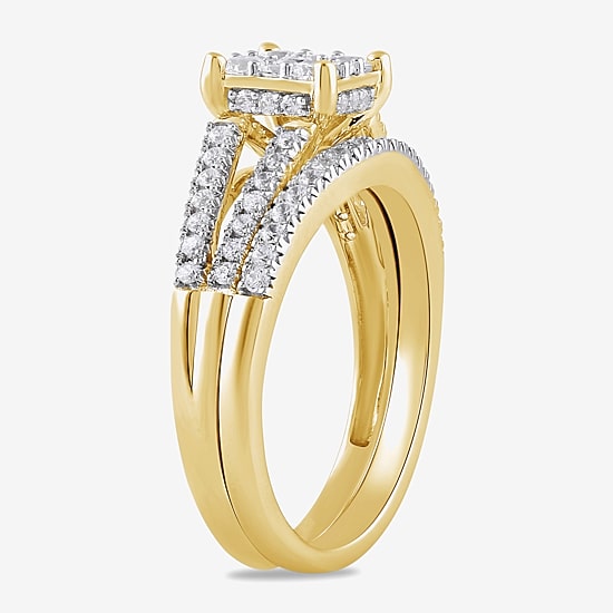 Surrounded by Love (H / I1-I2) Womens 5/8 CT. T.W. Lab Grown White Diamond 14K Gold Over Silver Sterling Silver Halo Bridal Set
