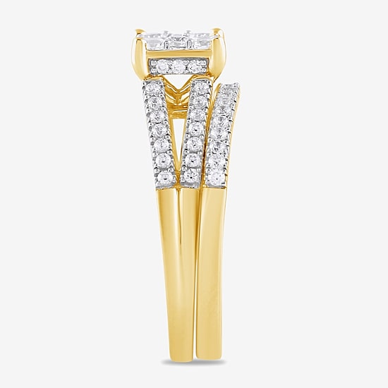 Surrounded by Love (H / I1-I2) Womens 5/8 CT. T.W. Lab Grown White Diamond 14K Gold Over Silver Sterling Silver Halo Bridal Set