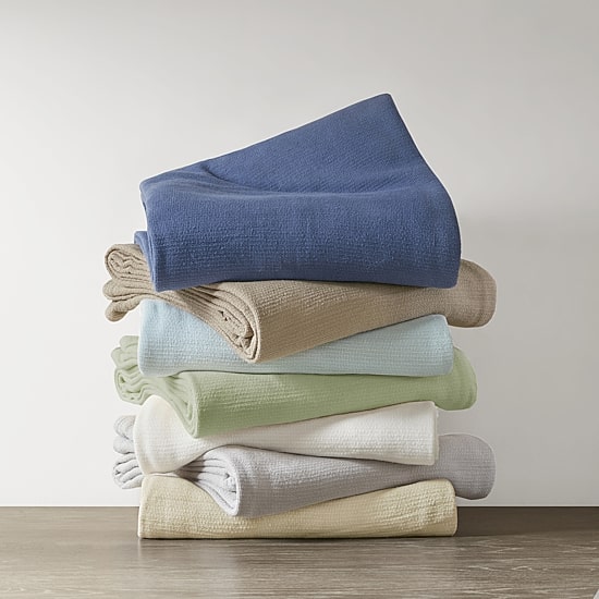 Madison Park Freshspun Basketweave 100% Cotton Blanket