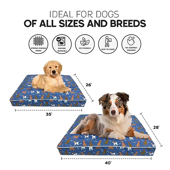 Precious Tails 40" Blue Orthopedic Pet Bed