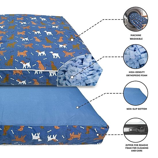Precious Tails 40" Blue Orthopedic Pet Bed
