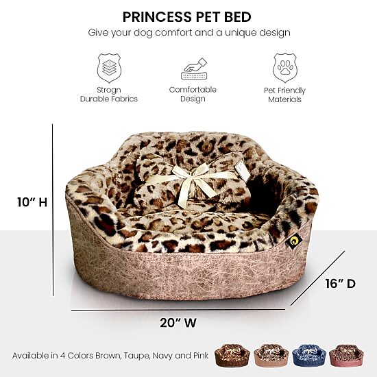 Precious Tails Taupe Leopard Pet Bed