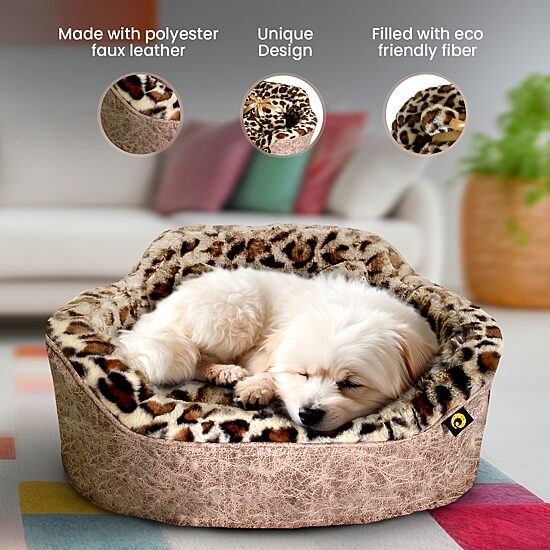 Precious Tails Taupe Leopard Pet Bed