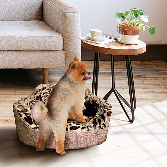 Precious Tails Taupe Leopard Pet Bed