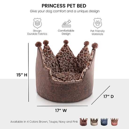 Precious Tails Crown Brown Pet Bed