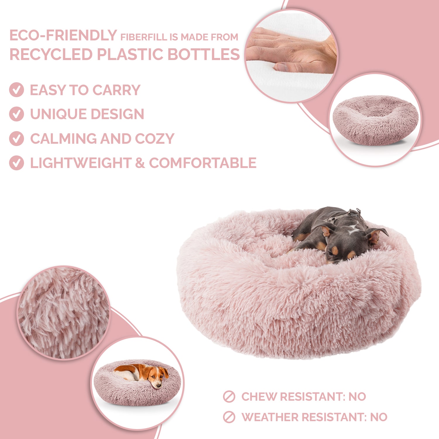 Precious Tails 24" Taupe Donut Pet Bed