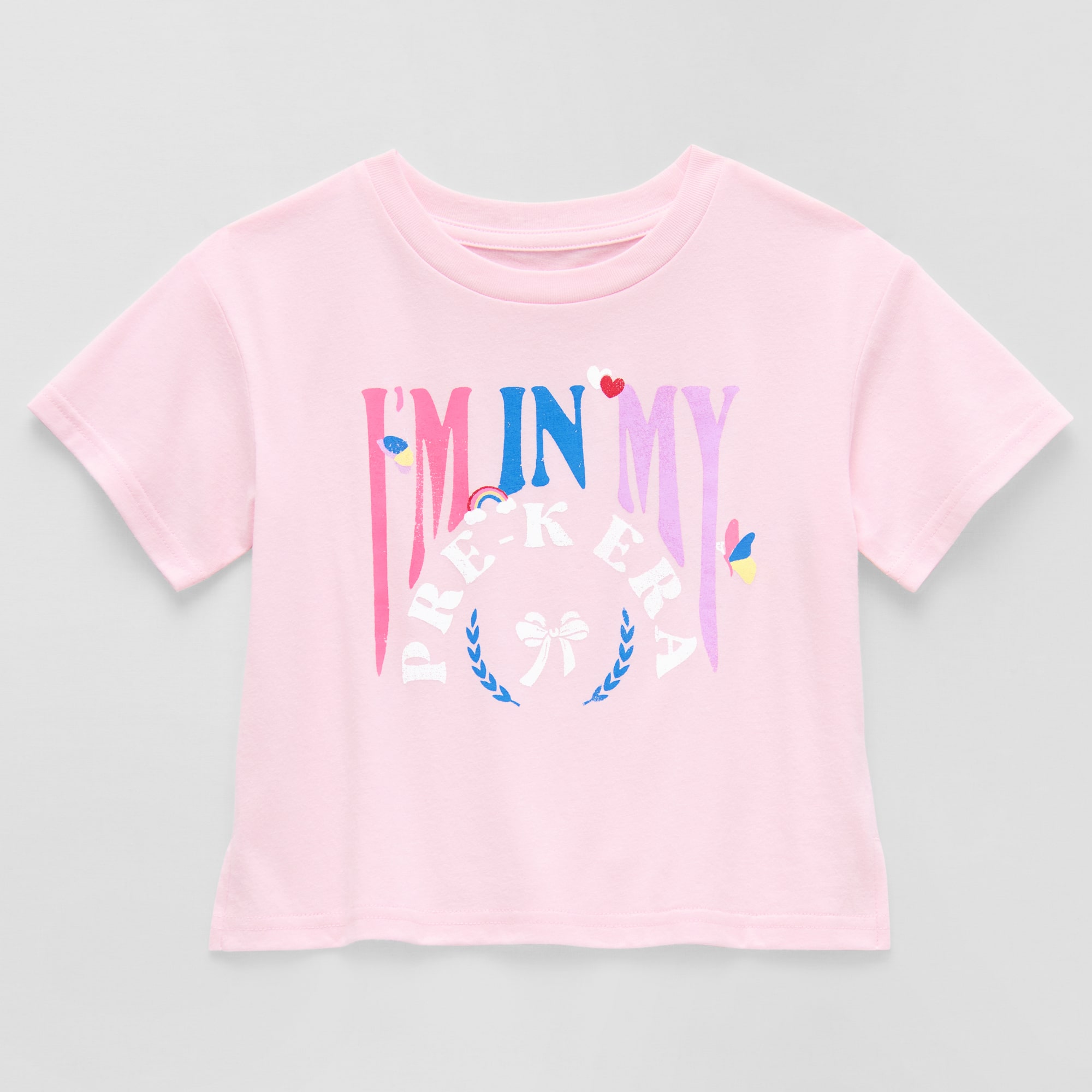 Thereabouts Little Girls Round Neck Short Sleeve Boxy Fit Graphic T-Shirt