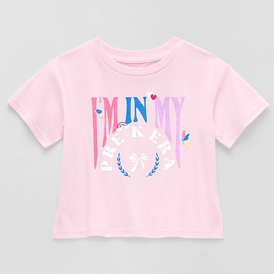 Thereabouts Little Girls Round Neck Short Sleeve Boxy Fit Graphic T-Shirt
