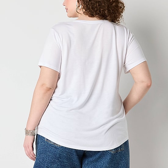 a.n.a Womens Plus Scoop Neck Short Sleeve T-Shirt