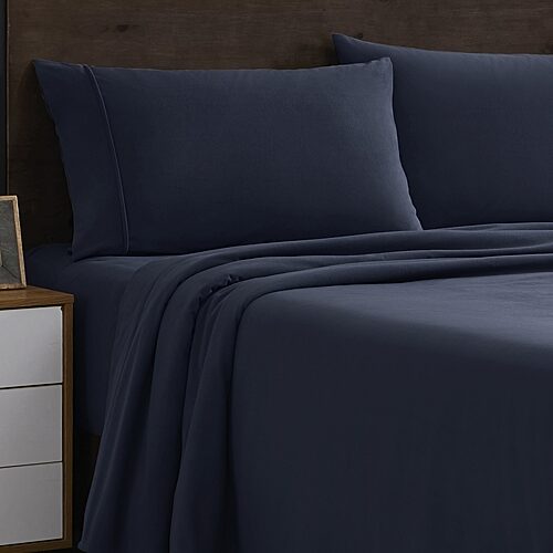Sweet Home Collection Solid Microfiber Flannel Sheets Warm and Cozy Extra Deep Pockets, One Size, Blue