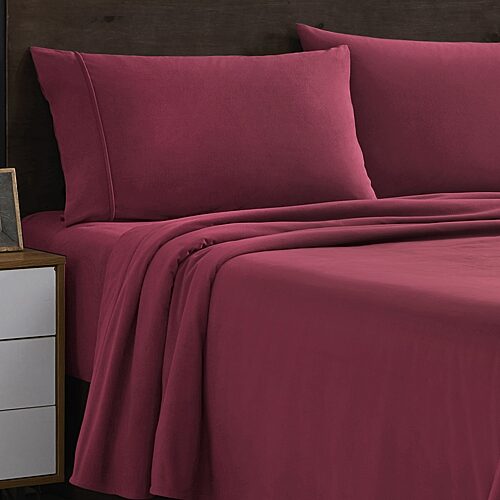 Sweet Home Collection Solid Microfiber Flannel Sheets Warm and Cozy Extra Deep Pockets, One Size, Red