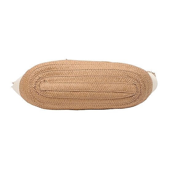 London Fog Top Ruffel Straw Tote Bag