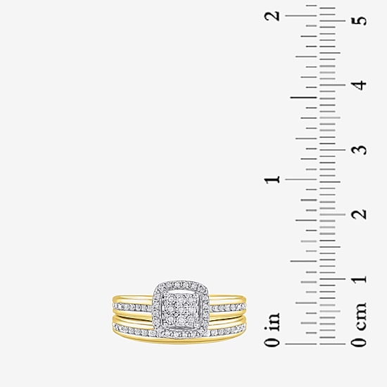 (I, I2) Womens 1/5 CT. Lab Grown White Diamond 14K Gold Over Silver Sterling Silver Bridal Set